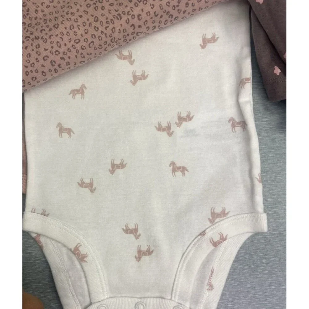 CARTER'S BABY GIRL 4-PACK HORSE & FLOWERS 100% COTTON BODYSUITS SIZE 24 MONTHS